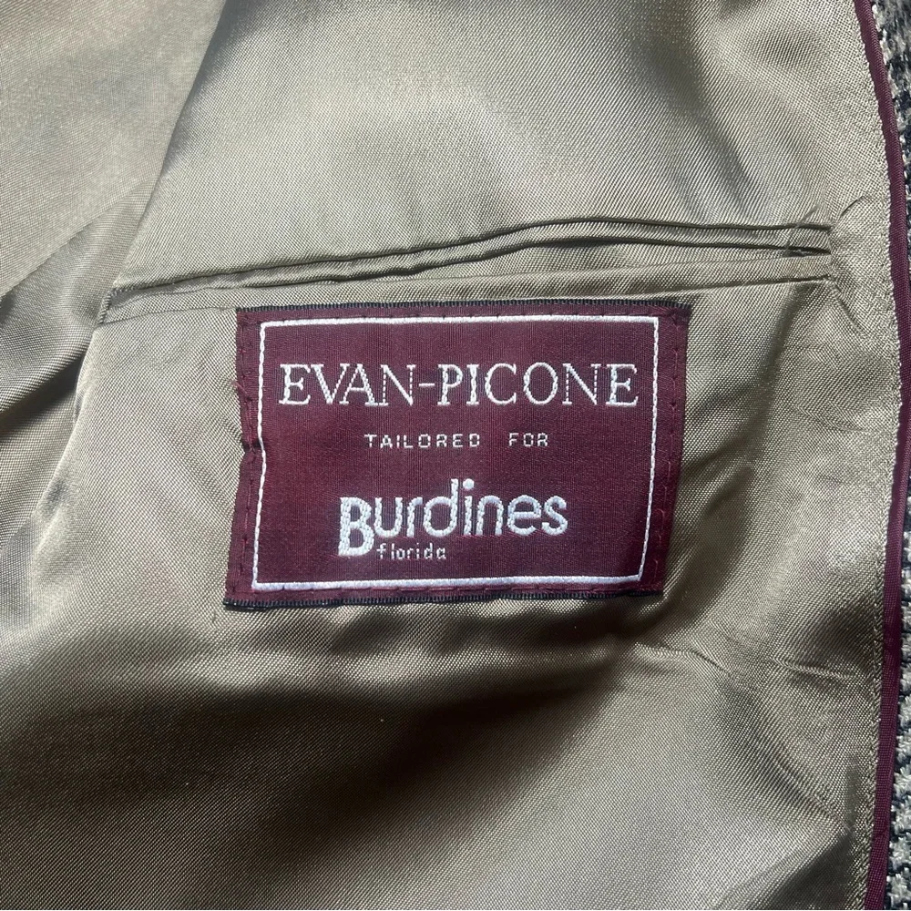VTG Evan Picone Tweed Mens Jacket 42 Short‎ Brown Houndstooth Check Wool Blazer